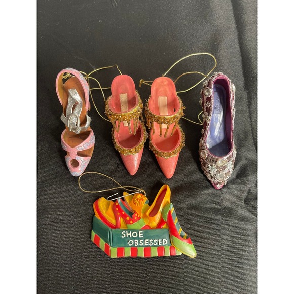 Other - Set of 5 Miniature High Heel Shoe Ornaments Charms Shoe Obsessed I Love Shoes
